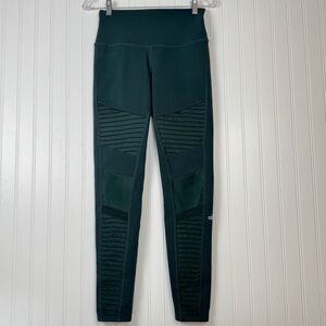 Alo Leggings Moto Women's Medium Green Pull - On High Waist Yoga Exercise